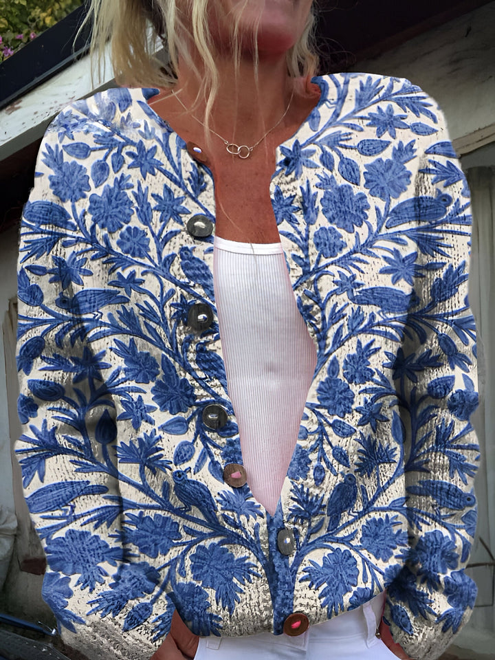 Alvimia - Stylish Floral Knitted Cardigan