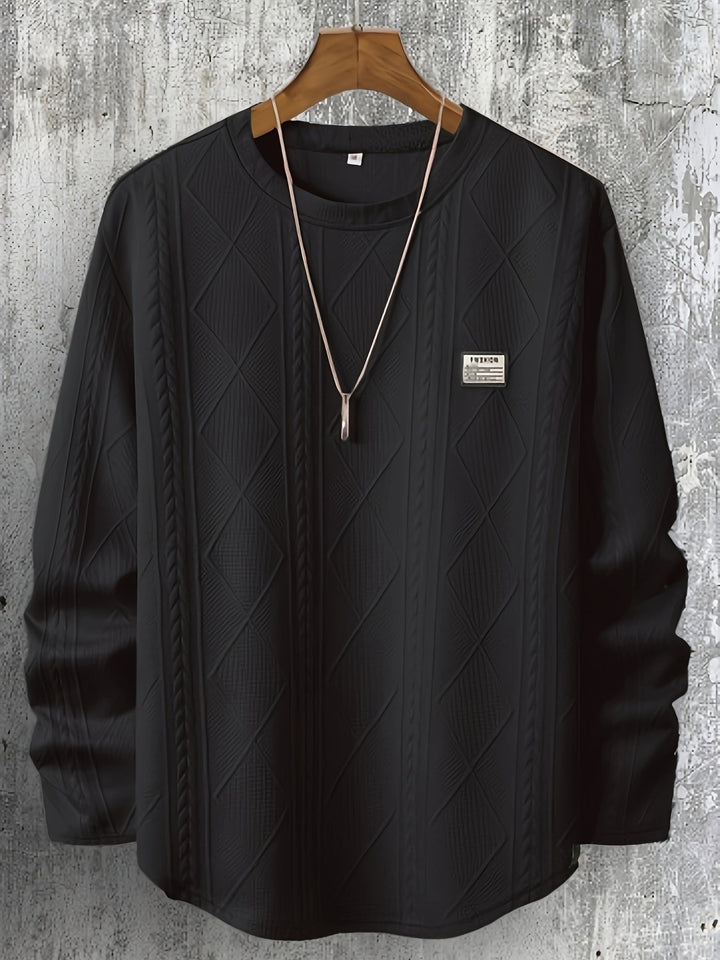 Lyman - Geometric Patterned Long Sleeve Hoodie