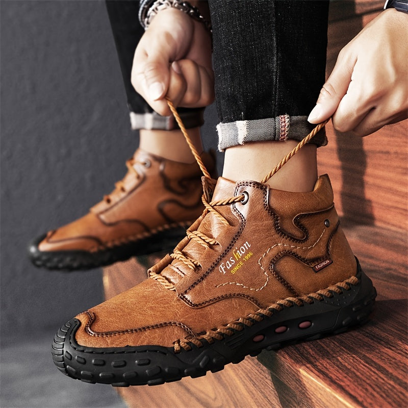 Kolman - Casual Leather Lace Up Ankle Boots with Non Slip Sole