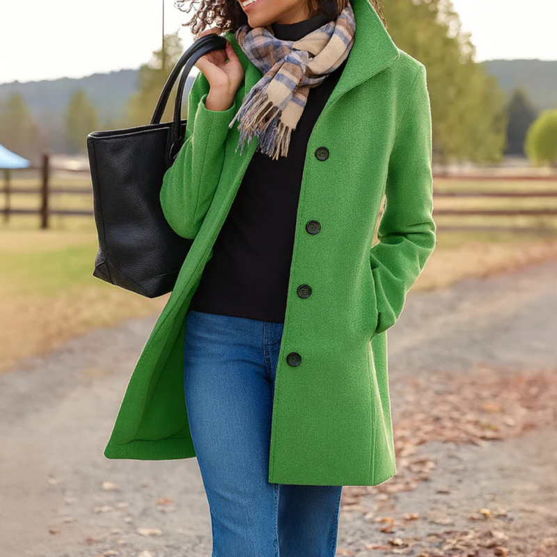 Quendra - Long Sleeve Button Up Coat