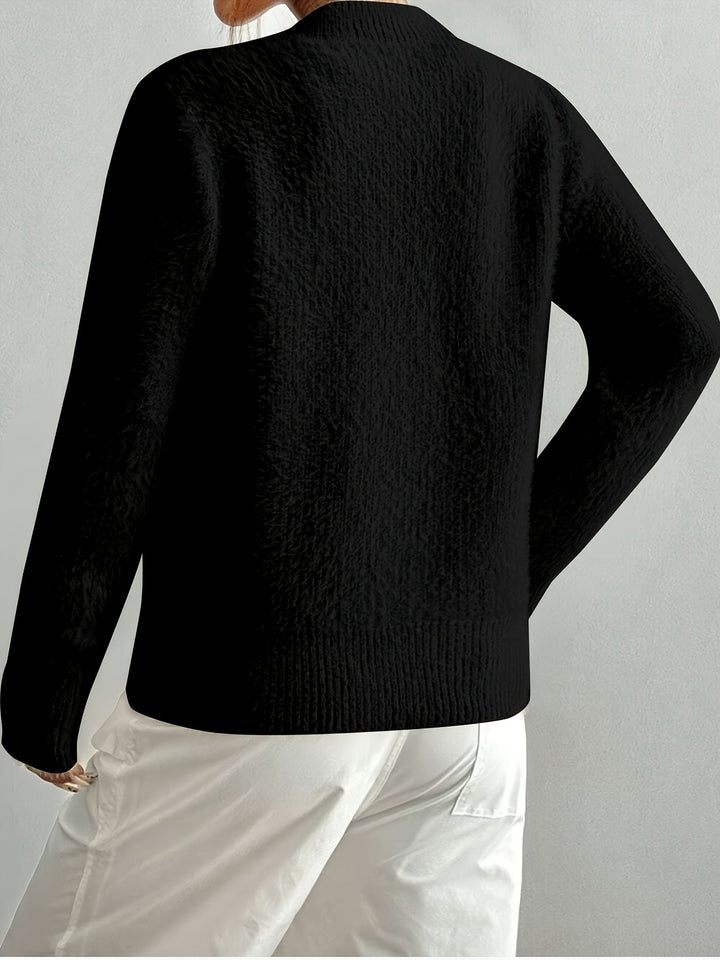 Smelissa - Heart Button Long Sleeve Knitted Cardigan