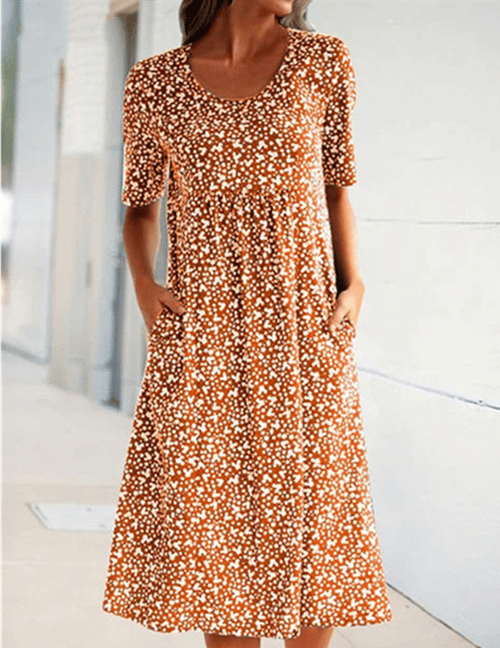 Alisha - Round Neck Floral Dress