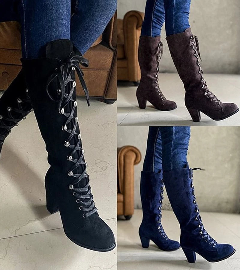 Asmita - Lace-Up High Heel Suede Boots