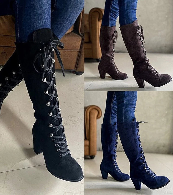 Asmita - Lace-Up High Heel Suede Boots