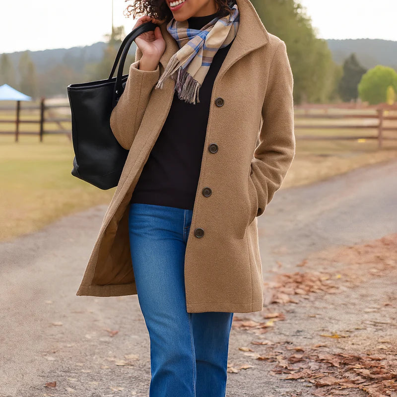 Quendra - Long Sleeve Button Up Coat