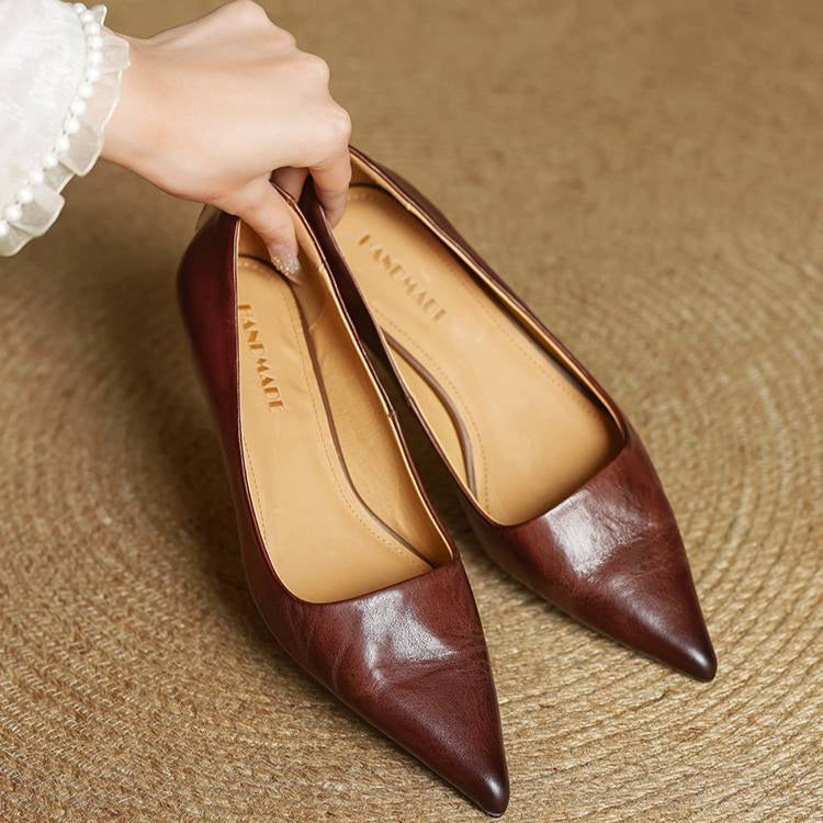 Marise - Pointed Toe Leather Pumps