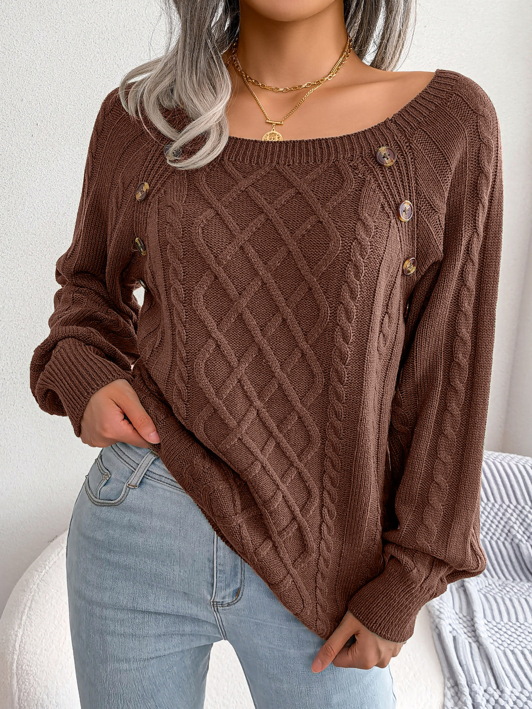 Deanna - Long Sleeve Knitted Sweater