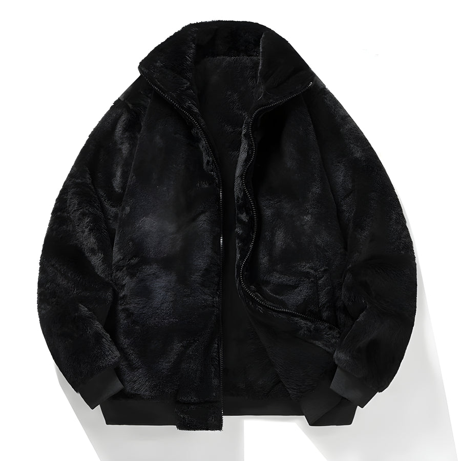 Nevin - Retro Faux Fur Bomber Jacket