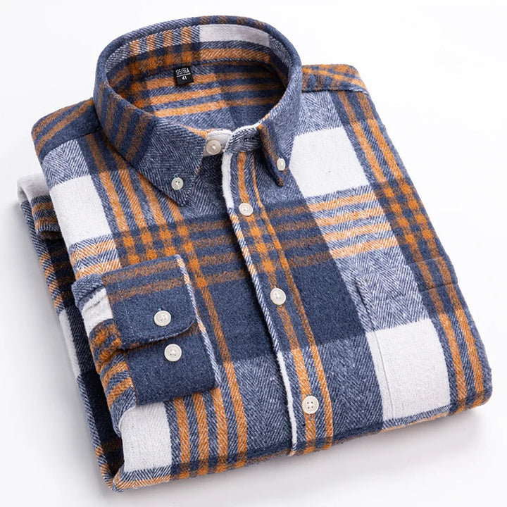 Kasner - Long Sleeve Plaid Cotton Shirt