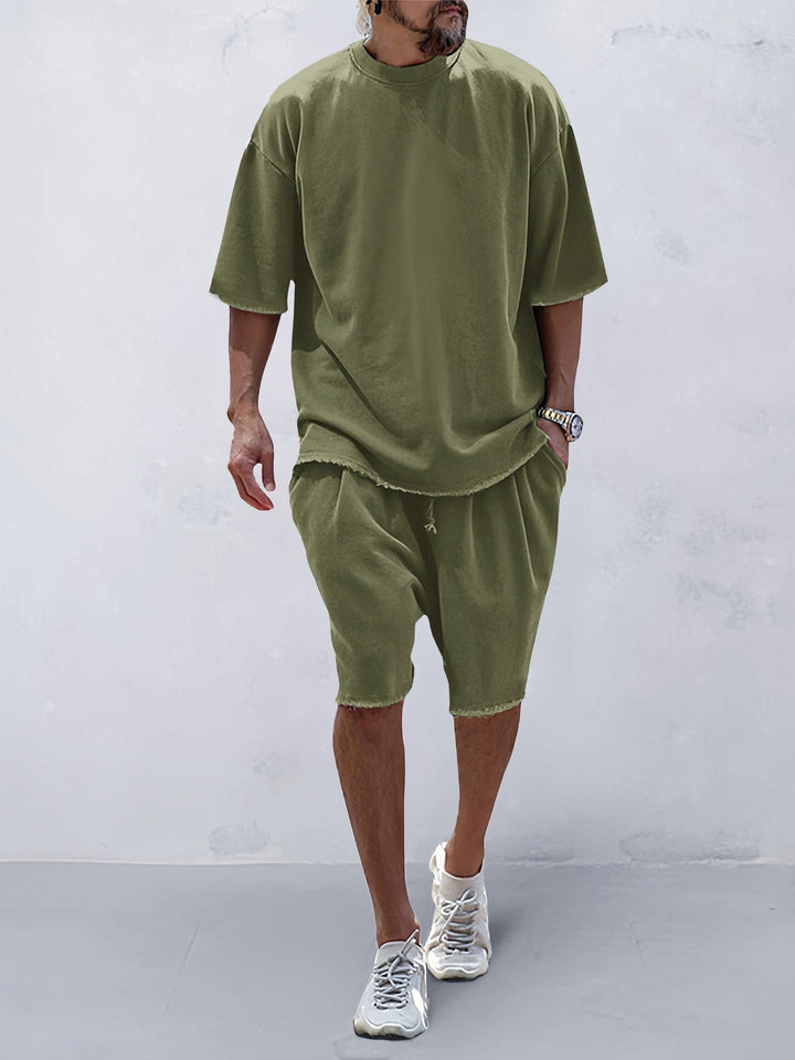 Khetag - Casual Loose Fit Solid Sport Set