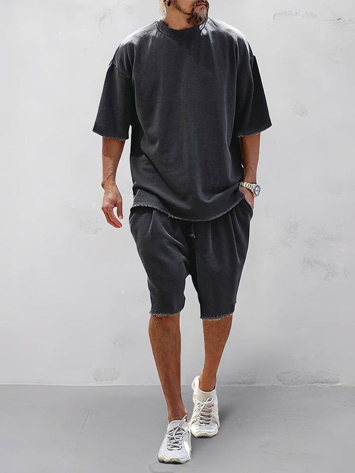 Khetag - Casual Loose Fit Solid Sport Set