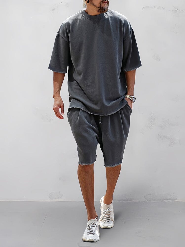 Khetag - Casual Loose Fit Solid Sport Set