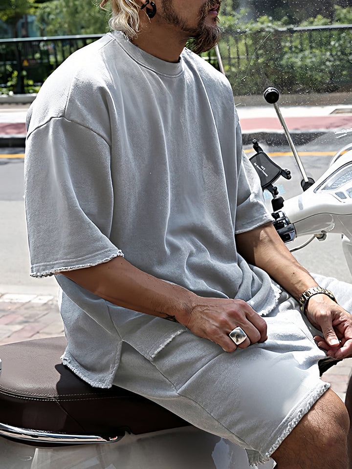Khetag - Casual Loose Fit Solid Sport Set
