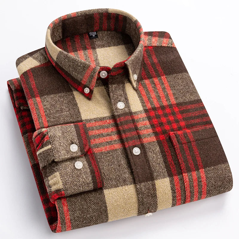 Kasner - Long Sleeve Plaid Cotton Shirt