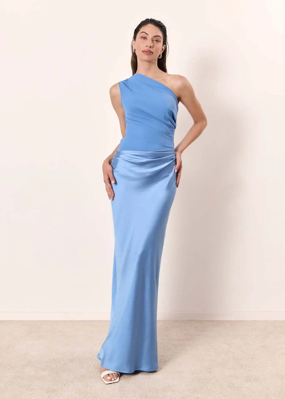 Aleida - One Shoulder Satin Maxi Dress