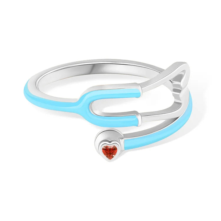 Caitleen - Stethoscope Ring With Heart Birthstone