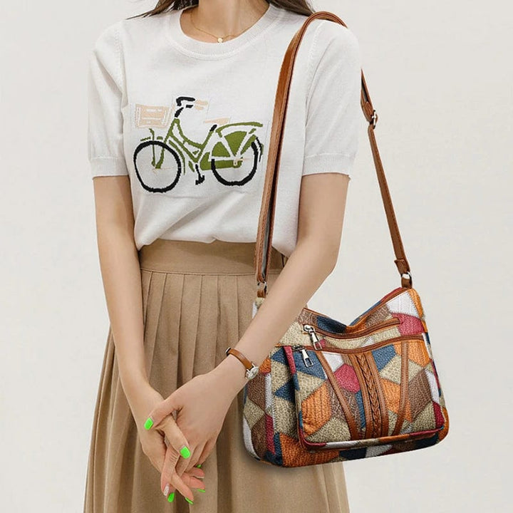 Solara - Mosaic Leather Shoulder Bag