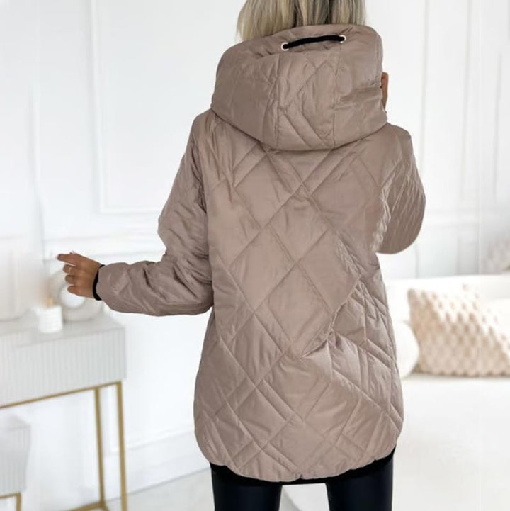 Kialina - Quilted Hooded Parka with Front Zipper