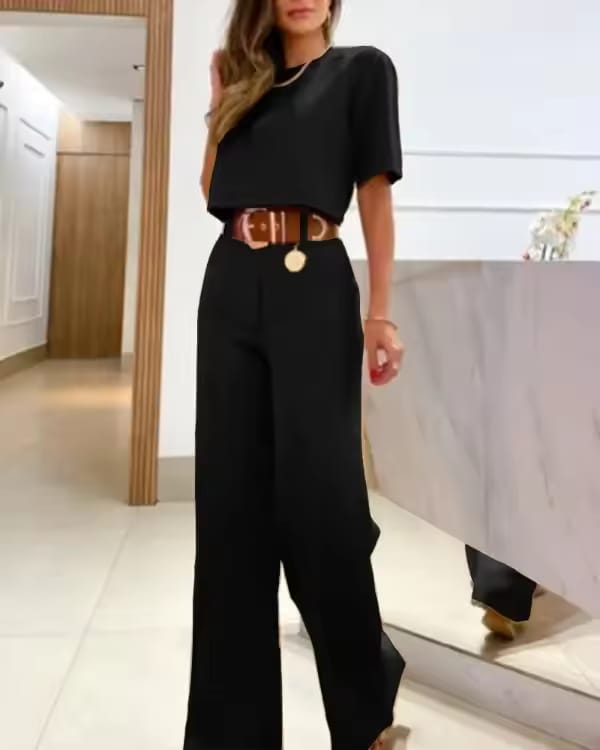 Sissi - Short Sleeve Top and Wide Leg Trousers