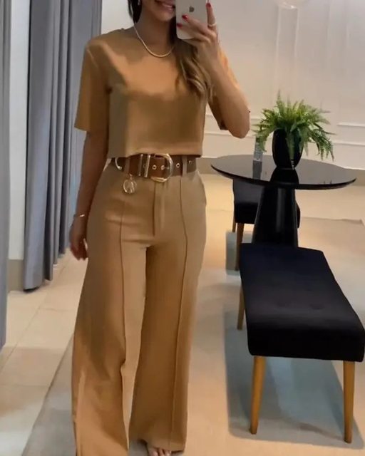 Sissi - Short Sleeve Top and Wide Leg Trousers