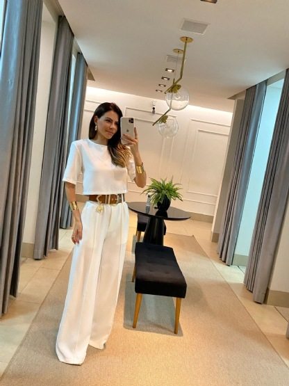 Sissi - Short Sleeve Top and Wide Leg Trousers