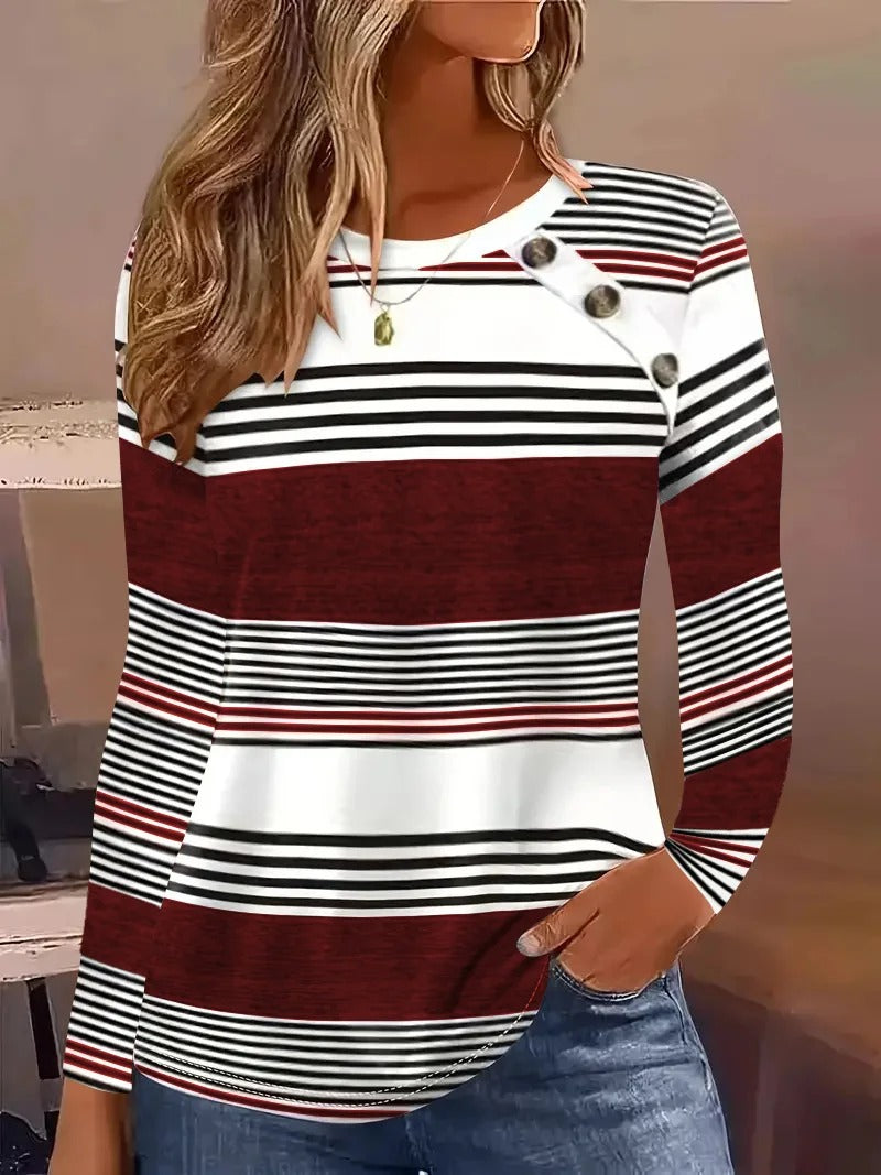 Lucie - Round Neck Long Sleeve Shirt