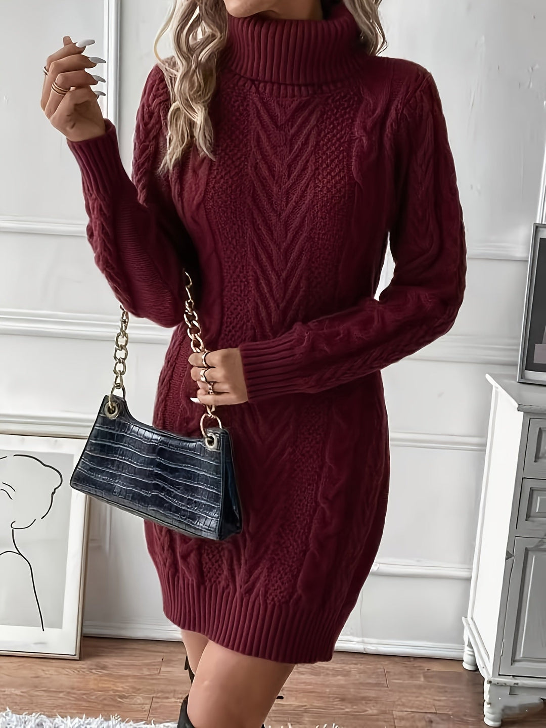 Milanda - Cable Knit Sweater Dress
