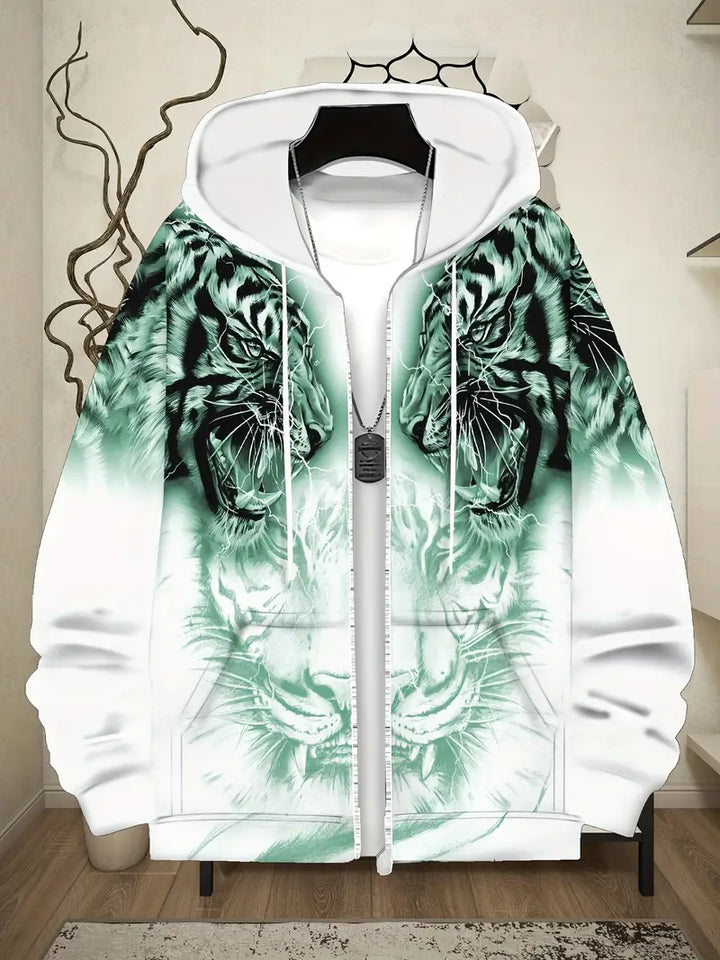 Murillo - Casual Long Sleeve Hoodie Jacket With Tiger Print