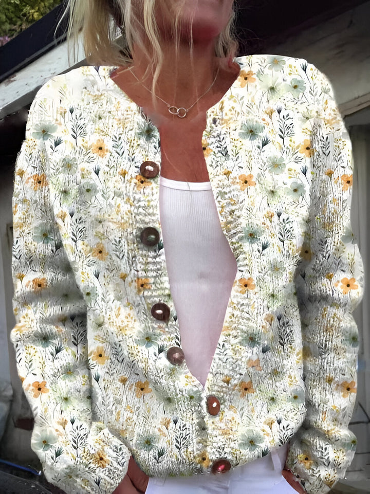 Alvimia - Stylish Floral Knitted Cardigan