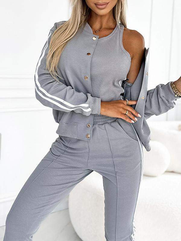 Kendra - Round Neck Jacket and Pant 3 Piece Set