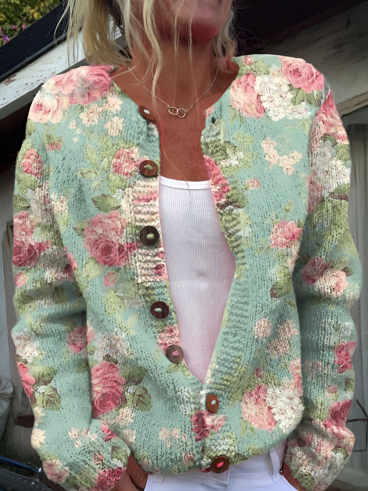 Alvimia - Stylish Floral Knitted Cardigan