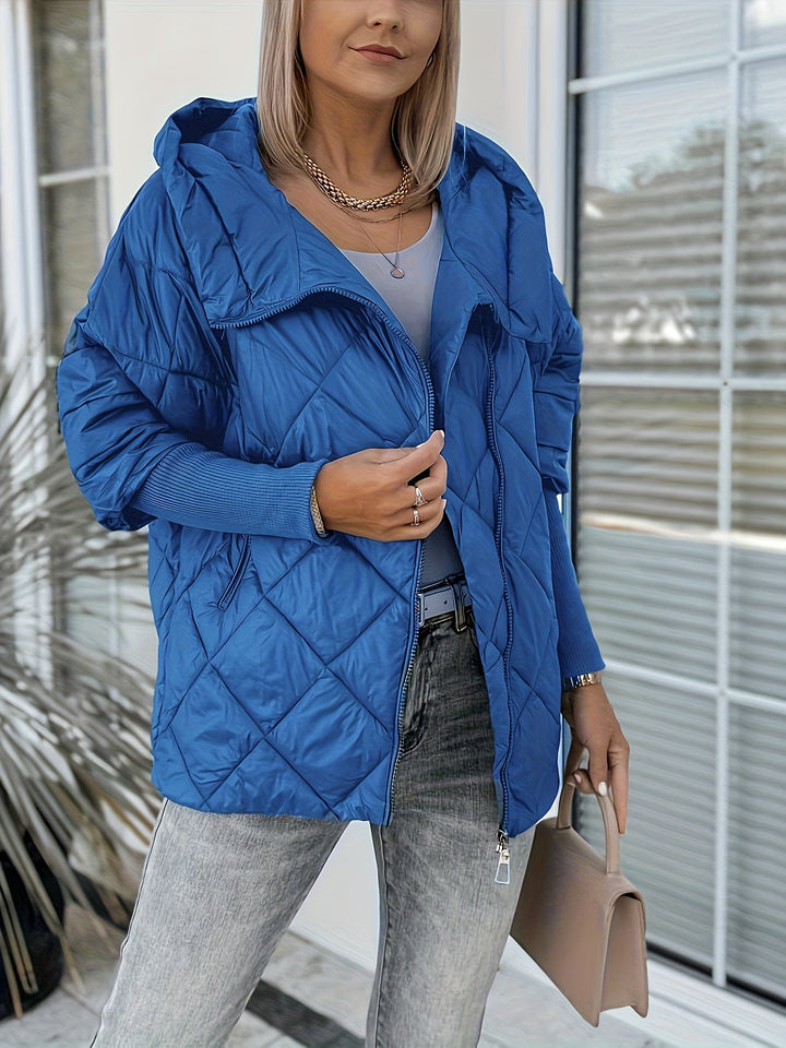 Ariantha - Quilted Hooded Jacket With Zipper