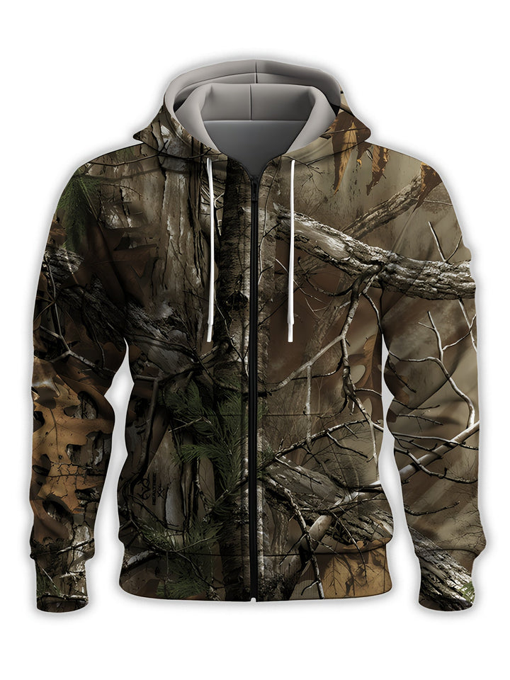 Whitaker - Branch Printed Hoodie With Zip Up