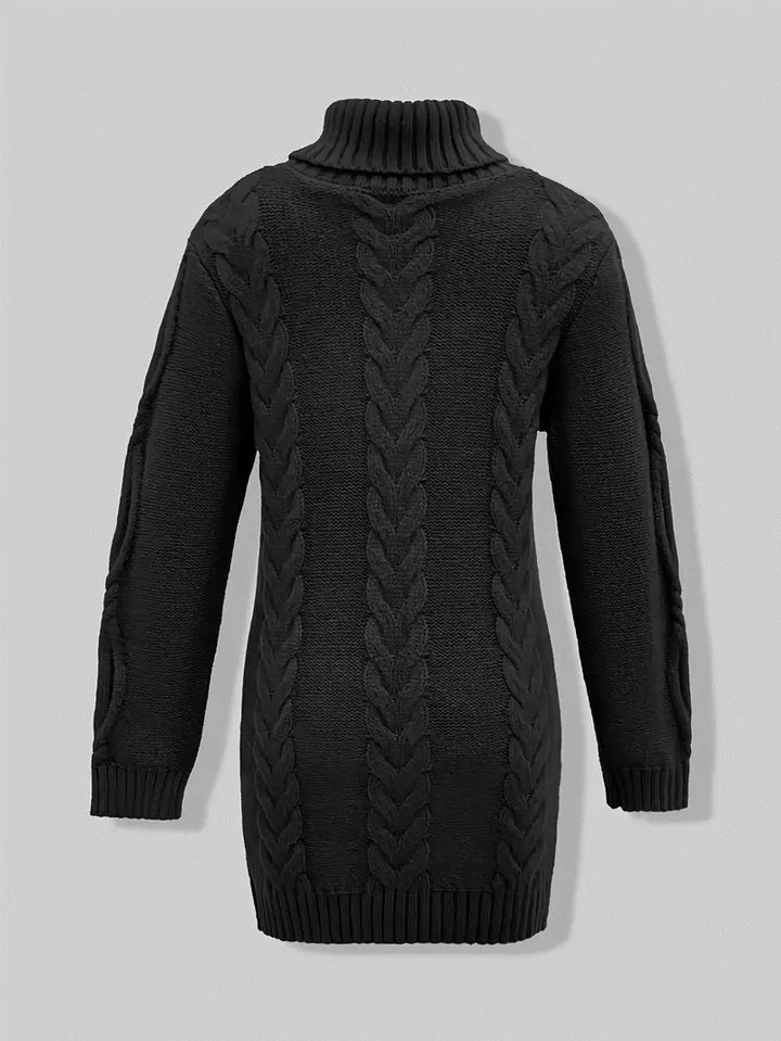 Narda - Chunky Cable Knitted Turtleneck Dress