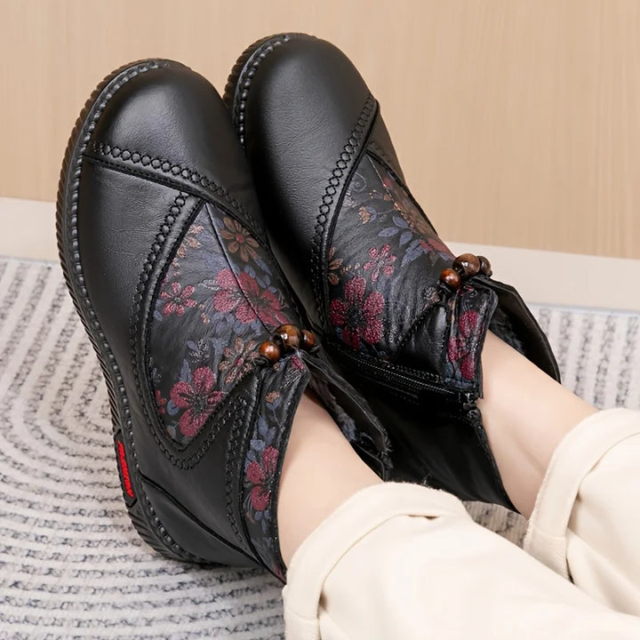 Robbie - Vintage Floral Leather Ankle Boots