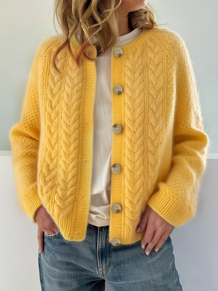 Dwina -  Cable Knitted Cardigan With Button