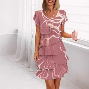 Melinda - V-neck Skirt With Short Sleeve