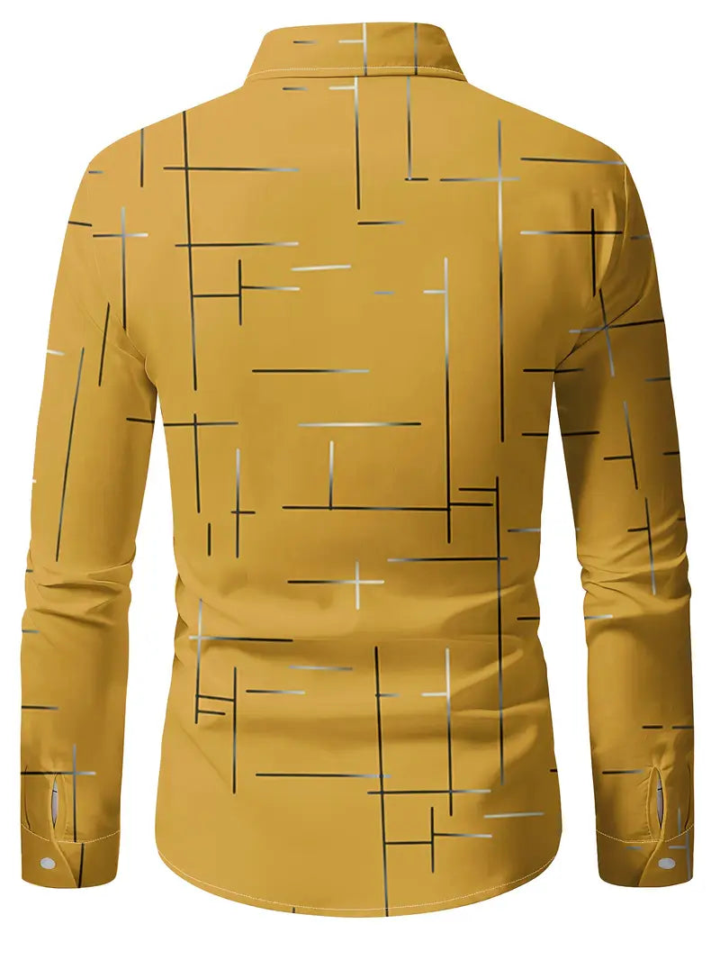 Nerio - Geometric Print Long Sleeve Shirt