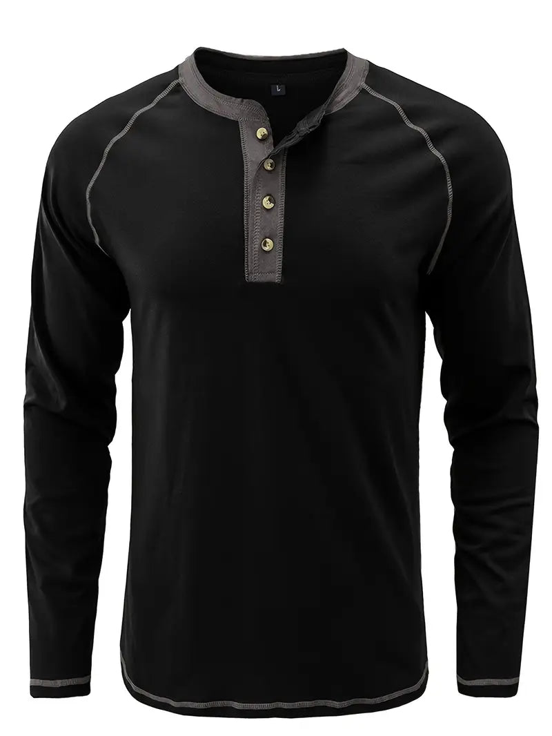 Sharma - Long Sleeve Crew Neck Henley Shirt