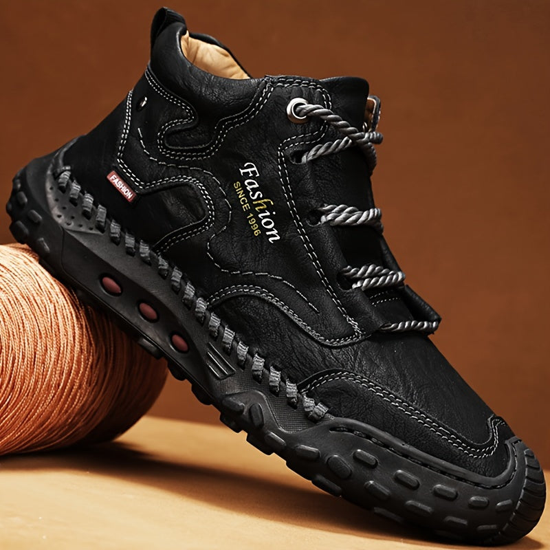 Kolman - Casual Leather Lace Up Ankle Boots with Non Slip Sole