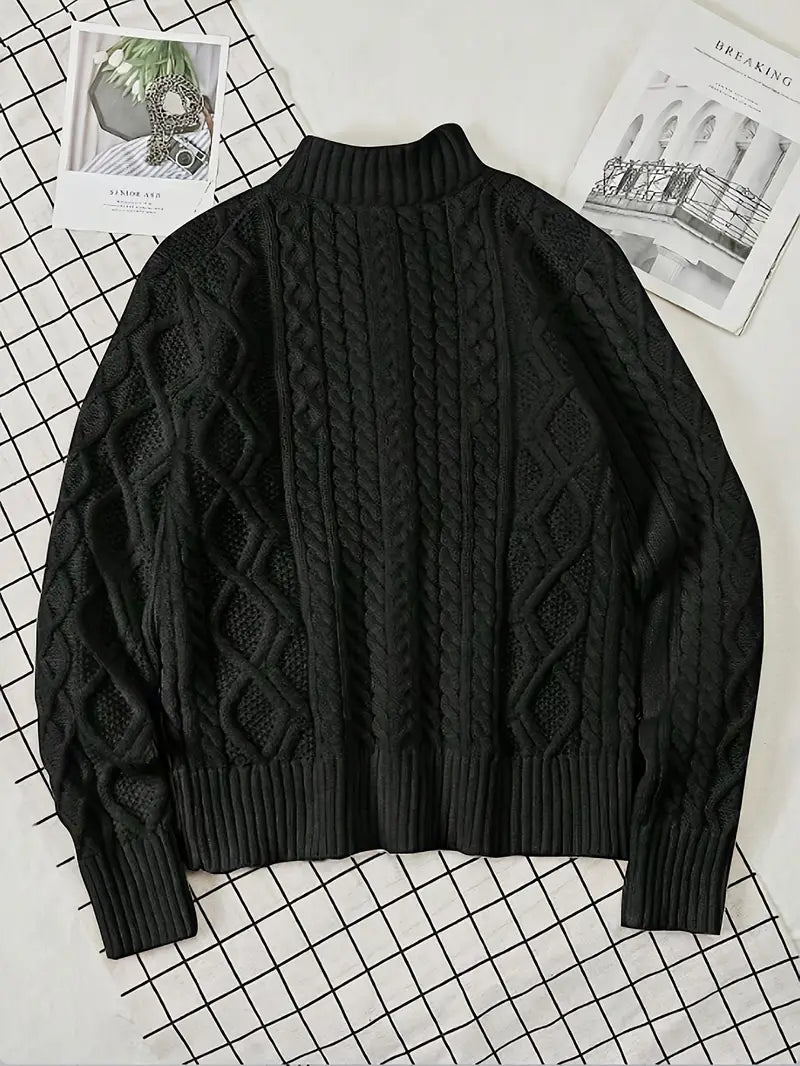 Rabada - Half-Zip Knitted Sweater With Stand-Up Collar
