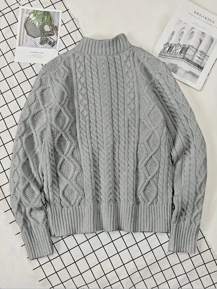 Rabada - Half-Zip Knitted Sweater With Stand-Up Collar