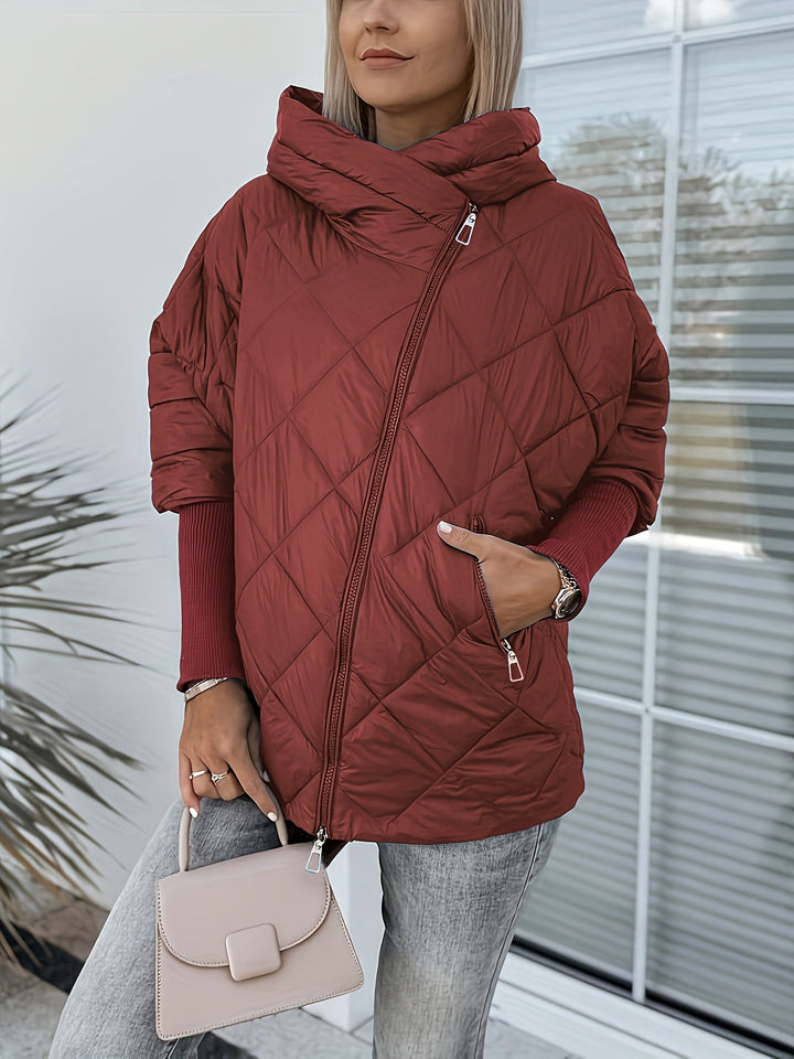 Ariantha - Quilted Hooded Jacket With Zipper
