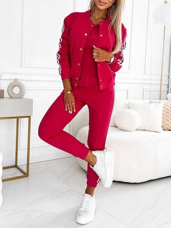 Kendra - Round Neck Jacket and Pant 3 Piece Set