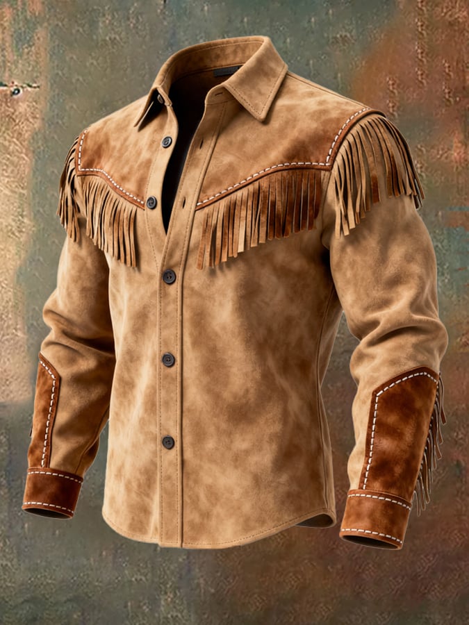 Finch - Vintage Style Long Sleeved Shirt With Tassel Design