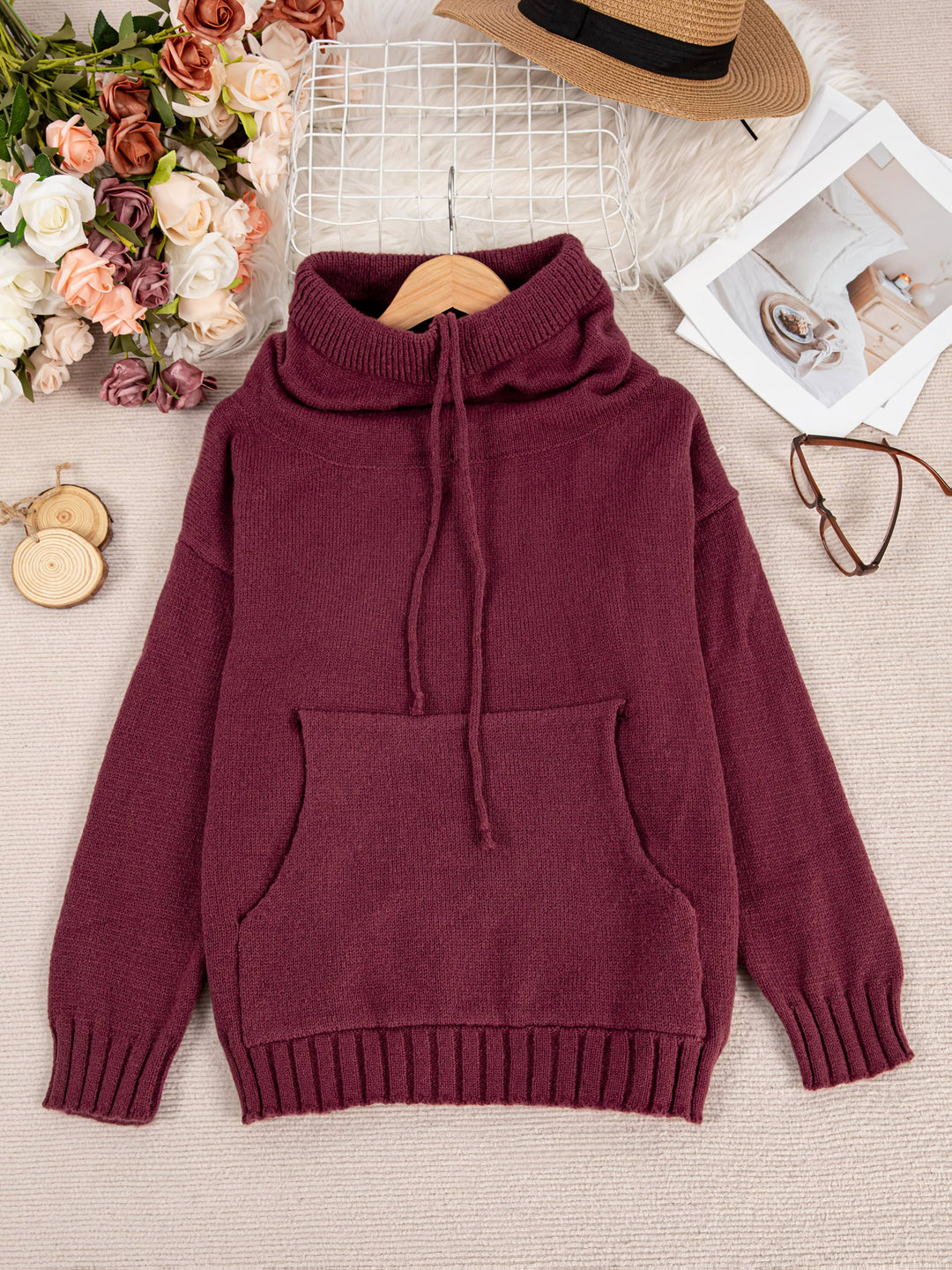 Zelina - Long Sleeve Sweater With Pocket