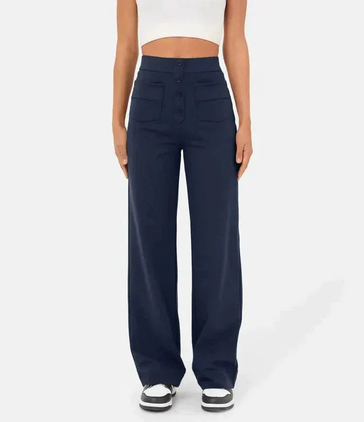 Elke - High Waist Elastic Trousers
