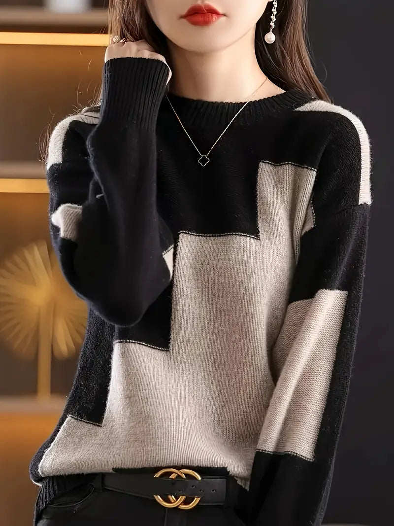 Gala - Elegant Long Sleeve Sweater With Geometric Pattern