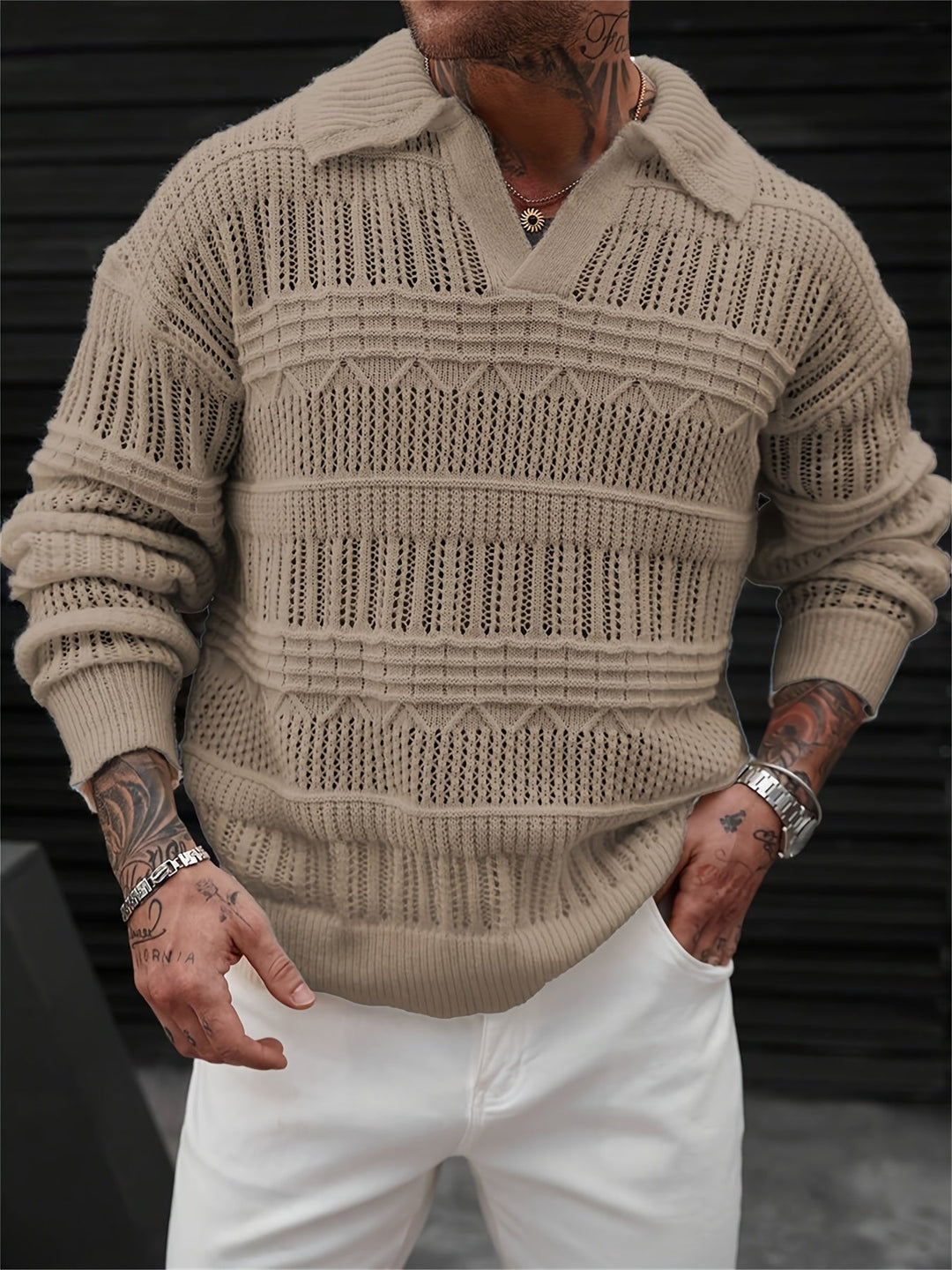 Wesley - Long Sleeve Sweater With Cut Out Design