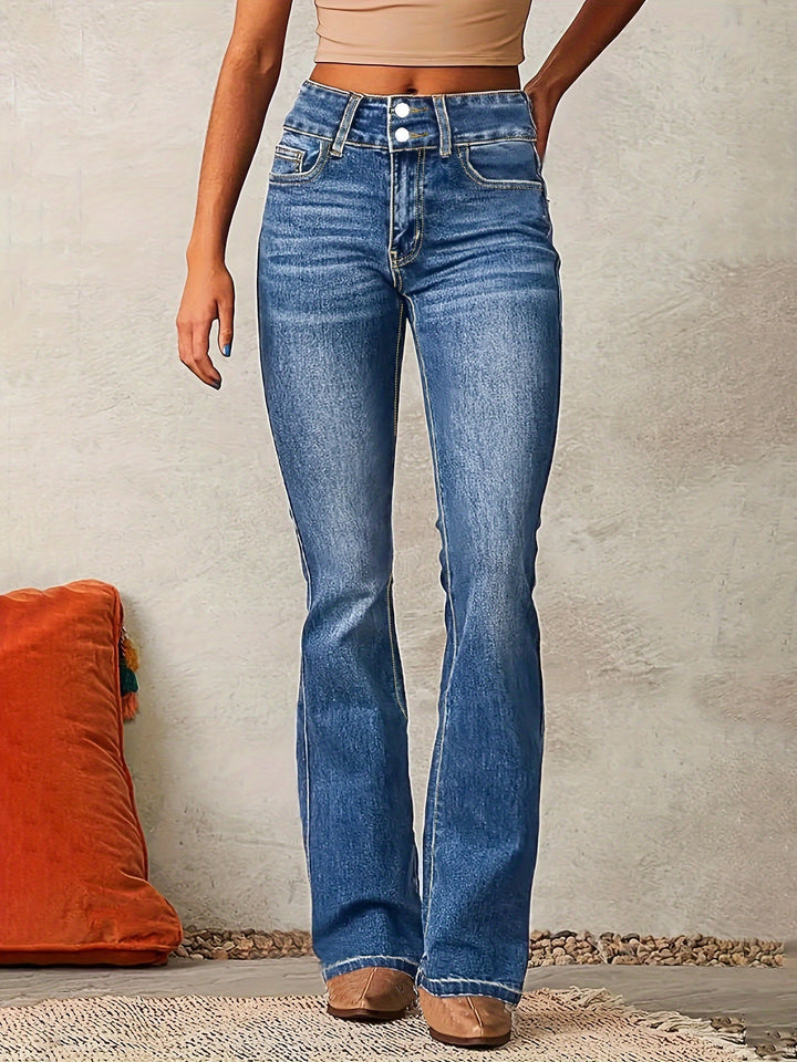 Nirvana - Denim Front Button Flared Pants